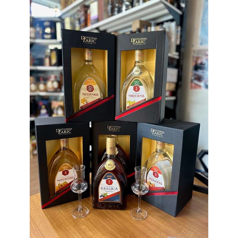 Medena brandy with Honey Lux with glasses 700 ml